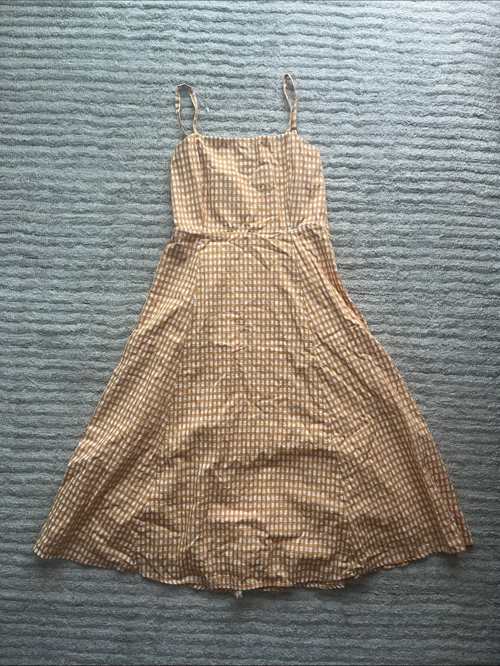 GAP Orange Gingham Midi Dress